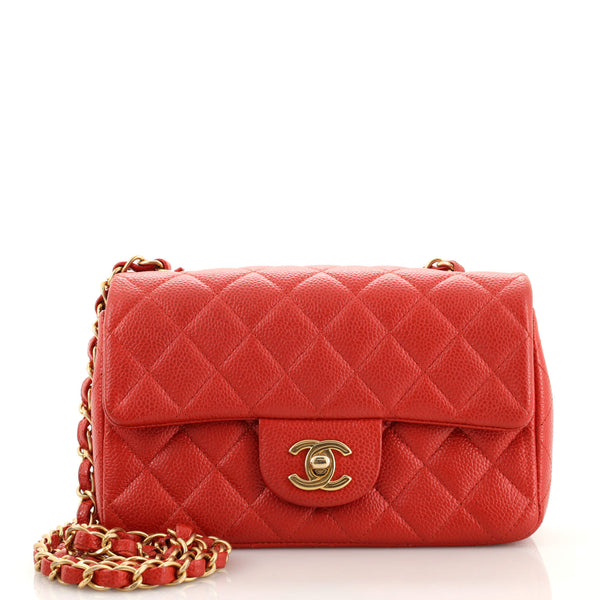 Chanel Mini Square Flap Lambskin Red / Rhw, Luxury, Bags & Wallets on  Carousell