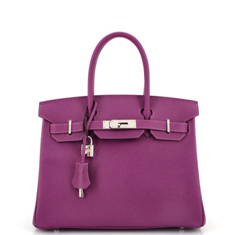 Hermes Birkin Handbag Purple Epsom with Palladium Hardware 30