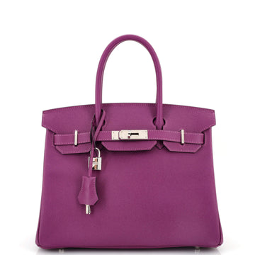 Hermes Birkin Handbag Purple Epsom with Palladium Hardware 30