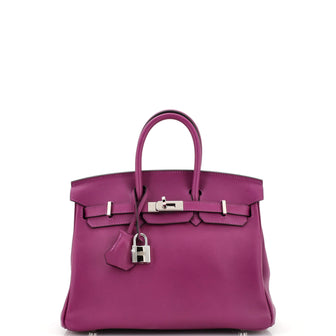 Hermes Birkin Handbag Purple Swift with Palladium Hardware 25