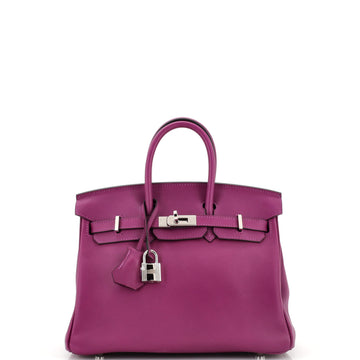 Hermes Birkin Handbag Purple Swift with Palladium Hardware 25