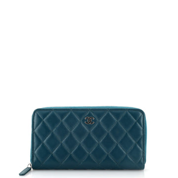 Chanel Zip Around Wallet Quilted Lambskin Long