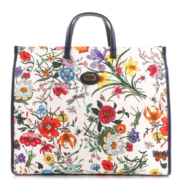 Gucci Zip Tote Flora Canvas Large