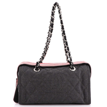 Chanel CC Chain Bowler Bag Quilted Denim Medium