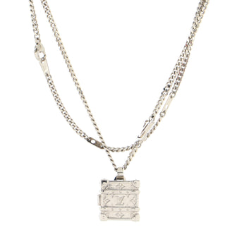 Louis Vuitton Trunk Locket Pendant Necklace Metal