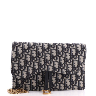 Christian Dior Saddle Chain Clutch Oblique Canvas