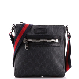 Gucci Web Strap Front Zip Messenger Bag GG Coated Canvas Small