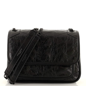 Saint Laurent Niki Chain Flap Bag Matelasse Chevron Leather Baby