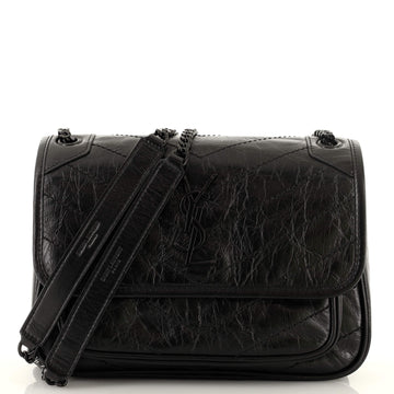 Saint Laurent Niki Chain Flap Bag Matelasse Chevron Leather Baby