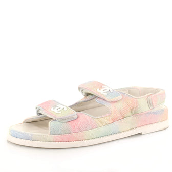 Chanel Women's Velcro Dad Sandals Quilted Multicolor Canvas