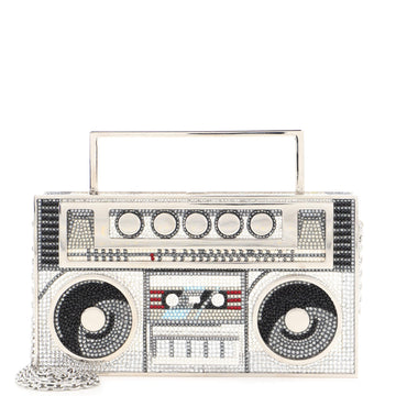 Judith Leiber Boombox Retro Minaudiere Crystal and Metal