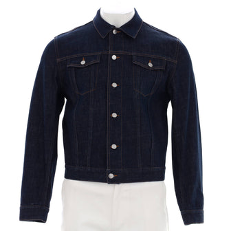 Christian Dior Men's Logo Lined Button Up Jacket Denim