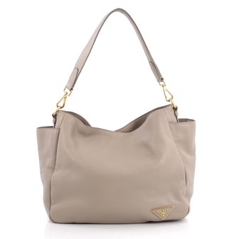 Prada Side Pocket Hobo Vitello Daino Large Neutral 2034901