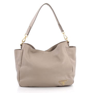 Prada Side Pocket Hobo Vitello Daino Large Neutral 2034901