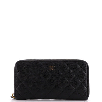 Chanel Zip Around Wallet Quilted Caviar Long