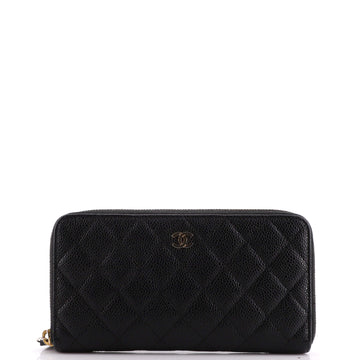 Chanel Zip Around Wallet Quilted Caviar Long