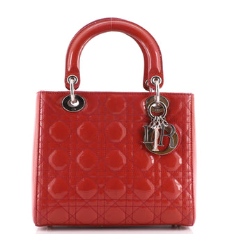 Christian Dior Lady Dior Bag Cannage Quilt Patent Medium