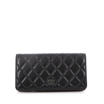 Chanel L-Yen Wallet Quilted Lambskin Long Black 