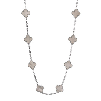 Van Cleef & Arpels Vintage Alhambra 20 Motifs Necklace 18K White Gold and Mother of Pearl