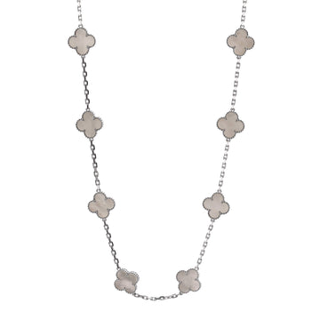 Van Cleef & Arpels Vintage Alhambra 20 Motifs Necklace 18K White Gold and Mother of Pearl
