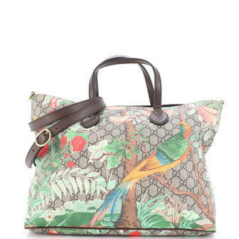 Gucci Convertible Soft Tote Tian Print GG Coated Canvas Medium