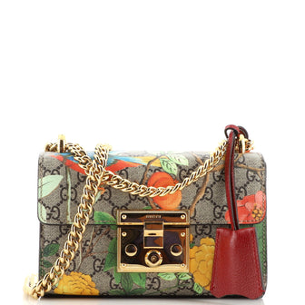 Gucci Padlock Shoulder Bag Tian Print GG Coated Canvas Small