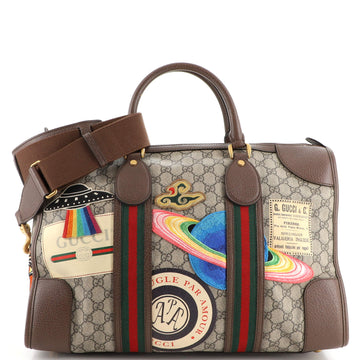 Gucci Courrier Carry On Convertible Duffle GG Coated Canvas with Applique Small