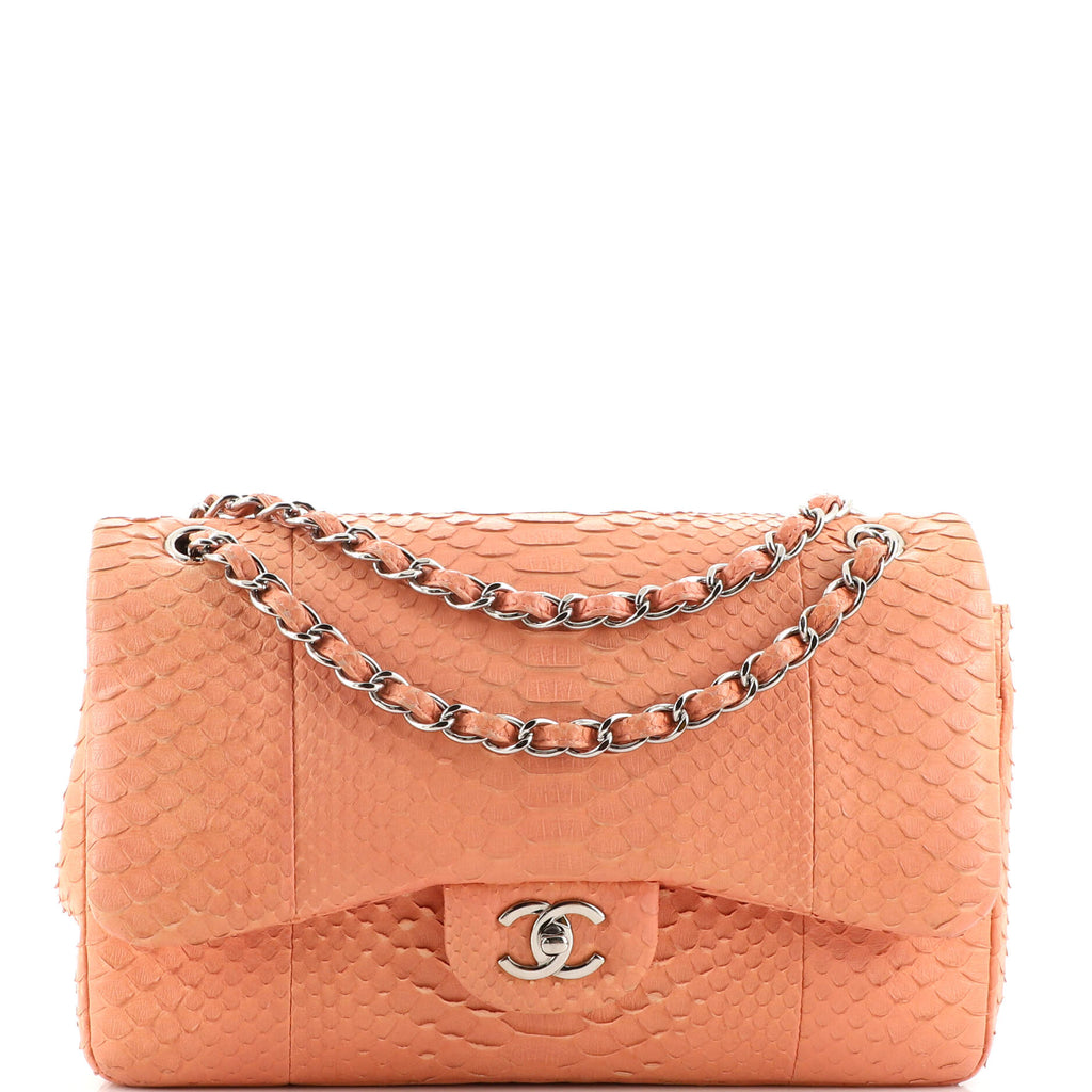 Chanel Classic Double Flap Bag Python Jumbo Pink 2035921