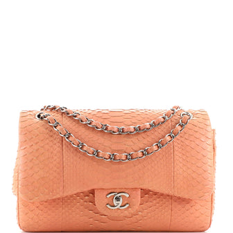 Chanel Classic Double Flap Bag Python Jumbo