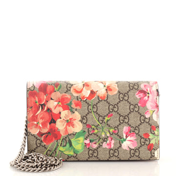 Gucci Chain Wallet Blooms Print GG Coated Canvas