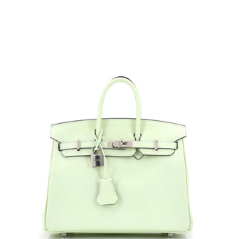 Hermes Birkin Handbag Green Swift with Palladium Hardware 25