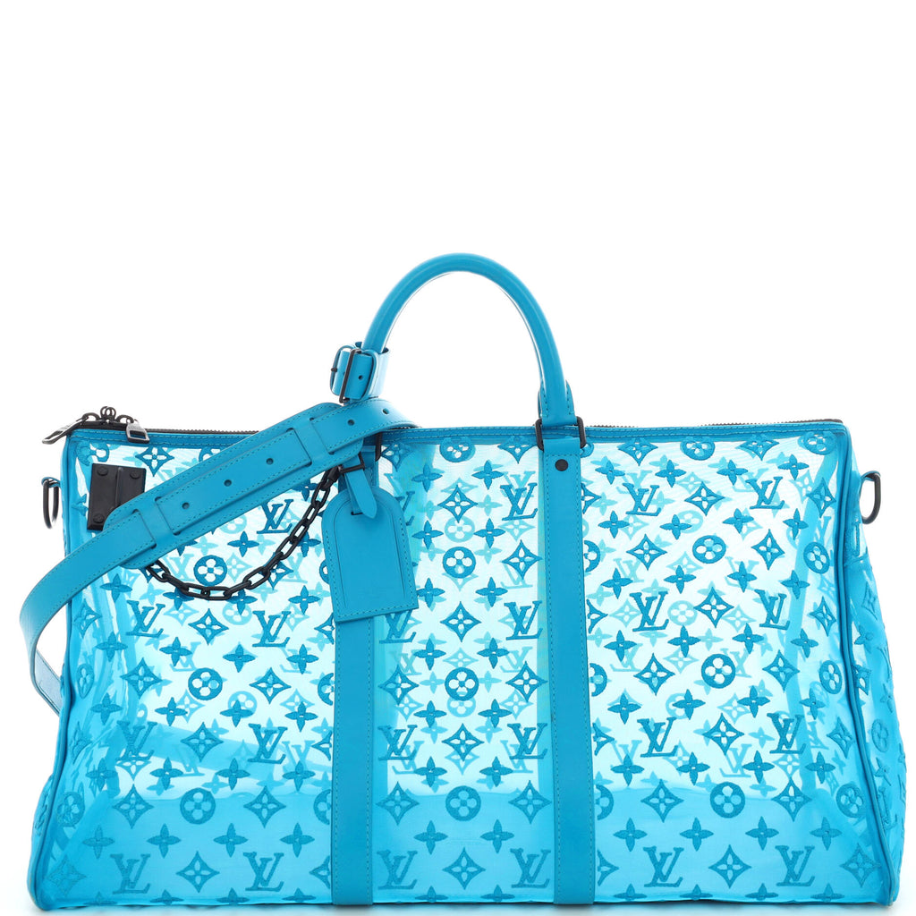 Louis Vuitton Keepall Bandouliere Bag Monogram See Through Mesh 50 Blue