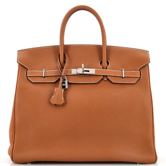 Hermes HAC Birkin Bag Brown Fjord with Palladium Hardware 36