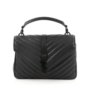 Saint Laurent College Monogram Bag Matelasse Leather Black 2037601