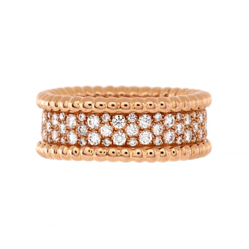 Van Cleef & Arpels Perlee 3 Row Band Ring 18K Rose Gold and Diamonds