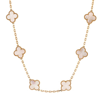 Van Cleef & Arpels Vintage Alhambra 10 Motifs Necklace 18K Yellow Gold and Mother of Pearl