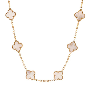 Van Cleef & Arpels Vintage Alhambra 10 Motifs Necklace 18K Yellow Gold and Mother of Pearl