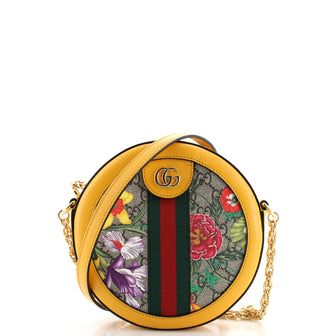 Gucci Ophidia Round Shoulder Bag Flora GG Coated Canvas Mini