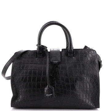 Saint Laurent Monogram Cabas Crocodile Embossed Leather Small