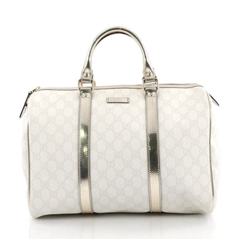 Gucci Joy Boston Bag GG Coated Canvas Medium White 2038002
