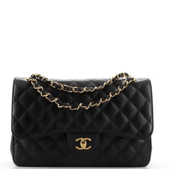 Chanel Classic Double Flap Bag Quilted Caviar Jumbo