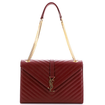 Saint Laurent Classic Monogram Envelope Satchel Matelasse Chevron Leather Large