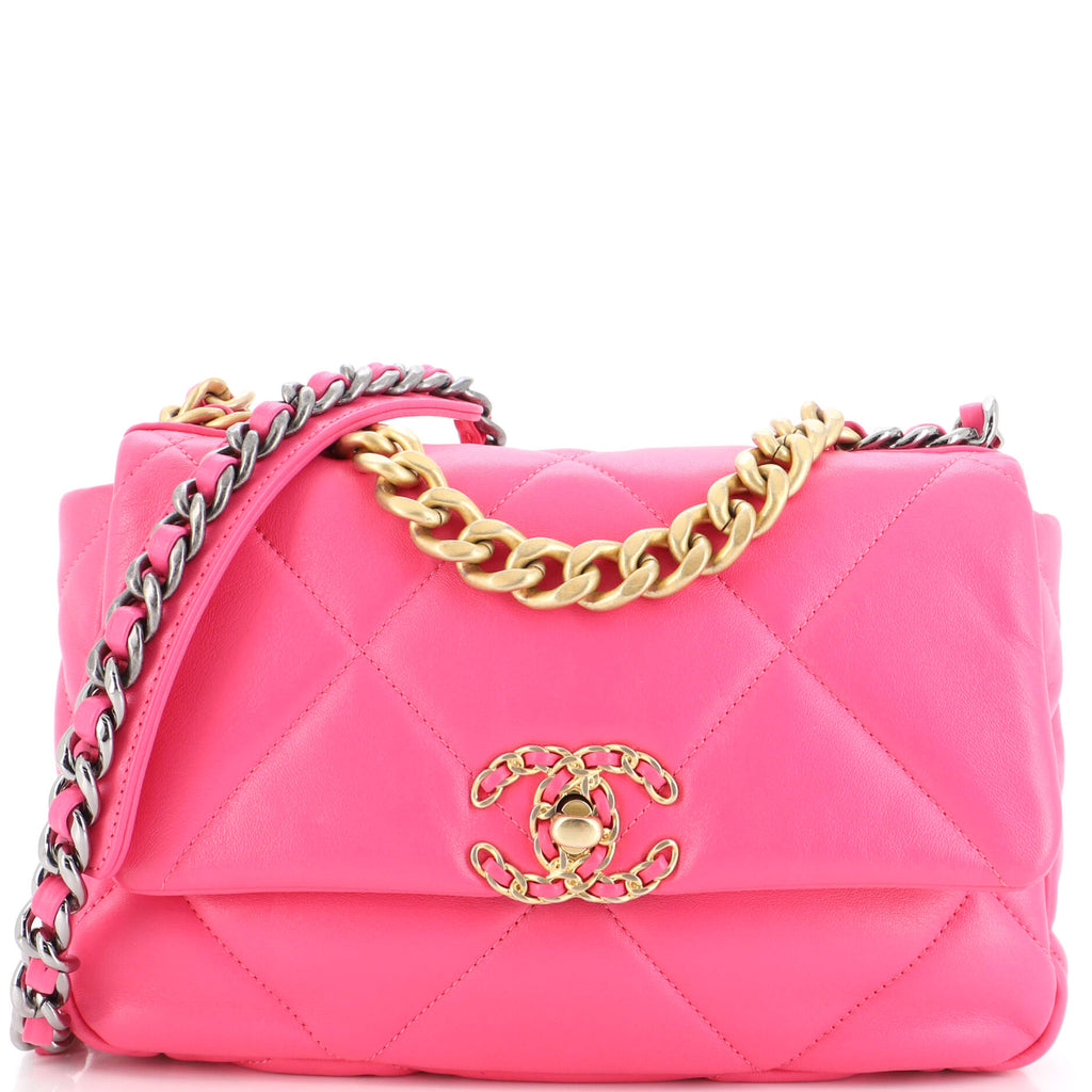 Chanel 19 Flap Bag Quilted Leather Medium Pink 2038641