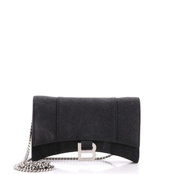 Balenciaga Hourglass Chain Wallet Glitter Leather