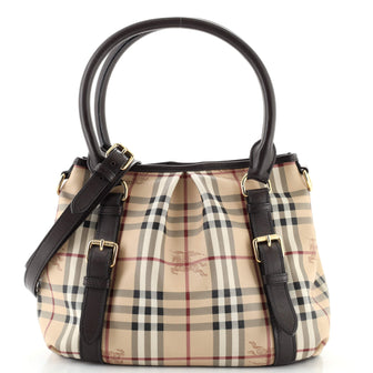 Burberry Northfield Convertible Tote Haymarket Coated Canvas Small