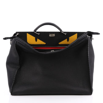 Fendi Selleria Peekaboo Monster Handbag Leather XL Black 2039001