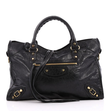 Balenciaga City Classic Studs Handbag Leather Medium Black 2039202