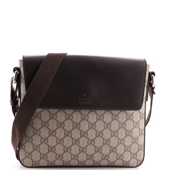 Gucci Flap Messenger Bag GG Coated Canvas with Leather Medium