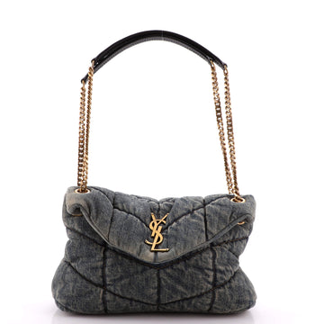 Saint Laurent LouLou Puffer Shoulder Bag Quilted Vintage Denim Small