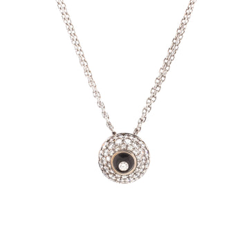 Chopard Happy Diamonds Ball Pendant Necklace 18K White Gold with Diamonds